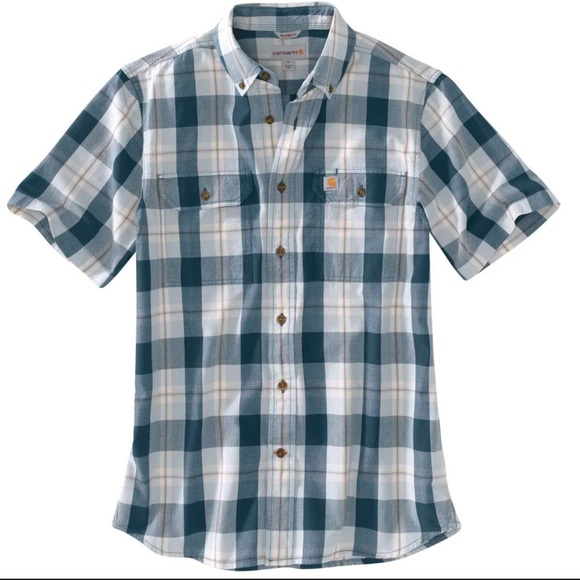 Carhartt Mens XL Relaxed Fit Plaid Button Front Short Sleeve Shirt 100% Cotton - Picture 1 of 8